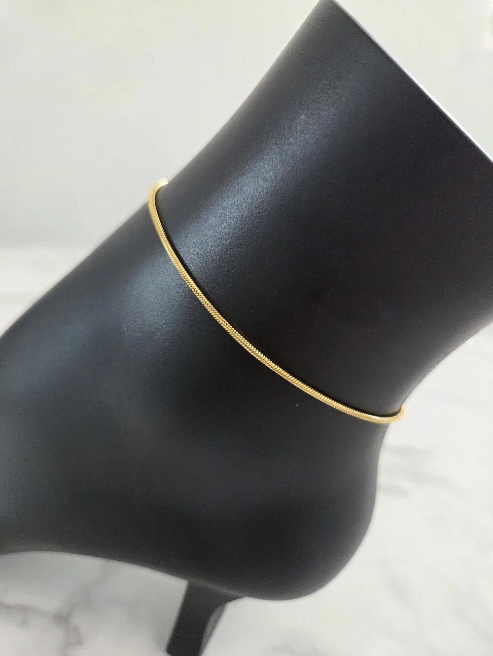 Stainless Steel ​Minimalist Gold Tone Adjustable Slider Ankle Bracelet